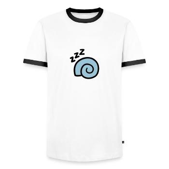 escargot Sleeping - T-shirt contrasté Homme - blanc/noir - Devant - AI Model Female 172 light (172cm) & AI Model Male 178 dark (178cm)