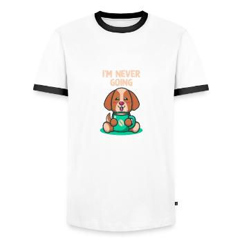 I will never be introverted shy person us - Men's Ringer Shirt - white/black - Front - AI Model Female 172 light (172cm) & AI Model Male 178 dark (178cm)