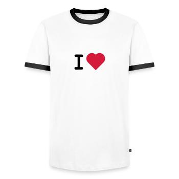 ilove - T-shirt contrasté Homme - blanc/noir - Devant - AI Model Female 172 light (172cm) & AI Model Male 178 dark (178cm)