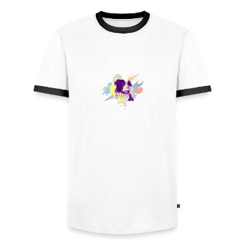 Hund Hund Buntes Tier Lieblich schön - Männer Kontrast-T-Shirt - Weiß/Schwarz - Vorne - AI Model Female 172 light (172cm) & AI Model Male 178 dark (178cm)