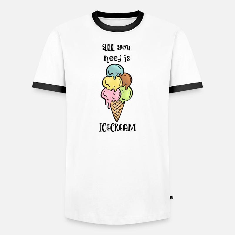 Eiswaffel mit Spruch - Männer Kontrast-T-Shirt - Weiß/Schwarz