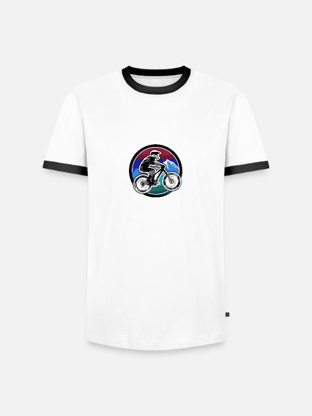downhill,hügel,mountainbike,rad,radfahrer,graffiti - Männer Kontrast-T-Shirt - Weiß/Schwarz