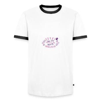 Kinder Einschulung - Mädchen Schultüte - Vorfreude - Männer Kontrast-T-Shirt - Weiß/Schwarz - Vorne - AI Model Female 172 light (172cm) & AI Model Male 178 dark (178cm)