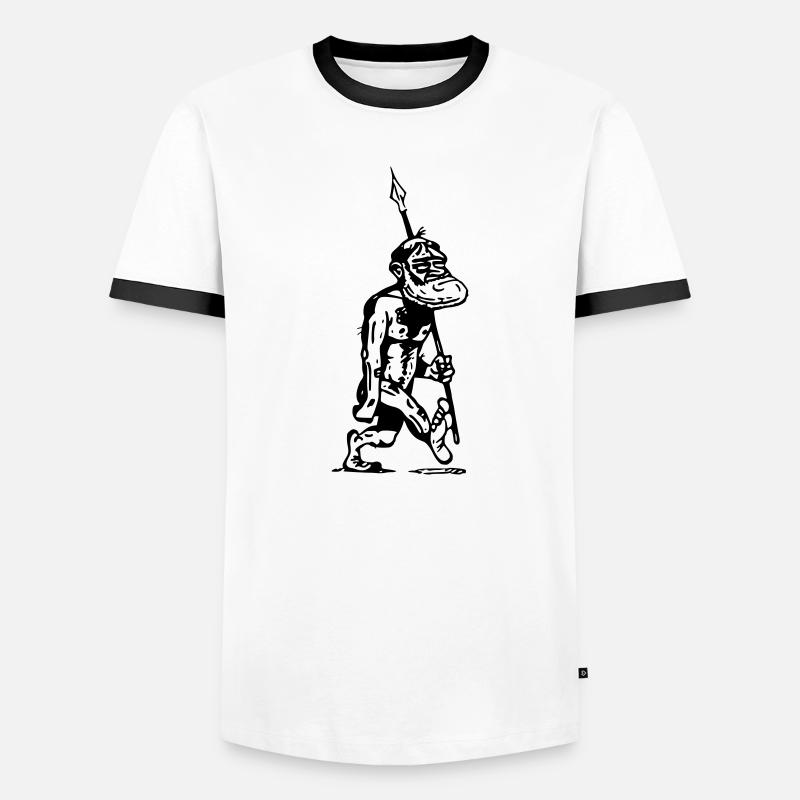 höhlenmensch Vorfahre Menschenaffe Evolution - Männer Kontrast-T-Shirt - Weiß/Schwarz