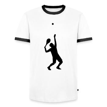 Tennis, tennis player - Men's Ringer Shirt - white/black - Front - AI Model Female 172 light (172cm) & AI Model Male 178 dark (178cm)