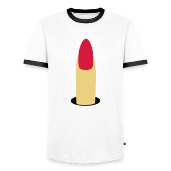Fingernagel- Stinkefinger - Männer Kontrast-T-Shirt - Weiß/Schwarz - Vorne - AI Model Female 172 light (172cm) & AI Model Male 178 dark (178cm)