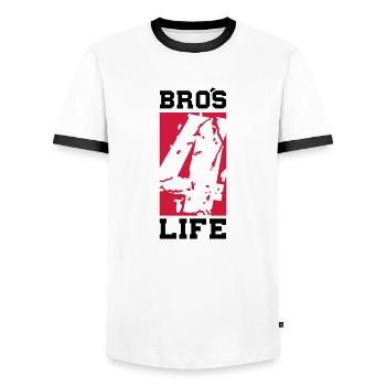 bros_4_life_cb2 - Männer Kontrast-T-Shirt - Weiß/Schwarz - Vorne - AI Model Female 172 light (172cm) & AI Model Male 178 dark (178cm)