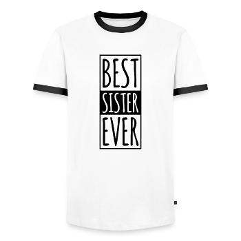 Best Sister Ever - Men's Ringer Shirt - white/black - Front - AI Model Female 172 light (172cm) & AI Model Male 178 dark (178cm)