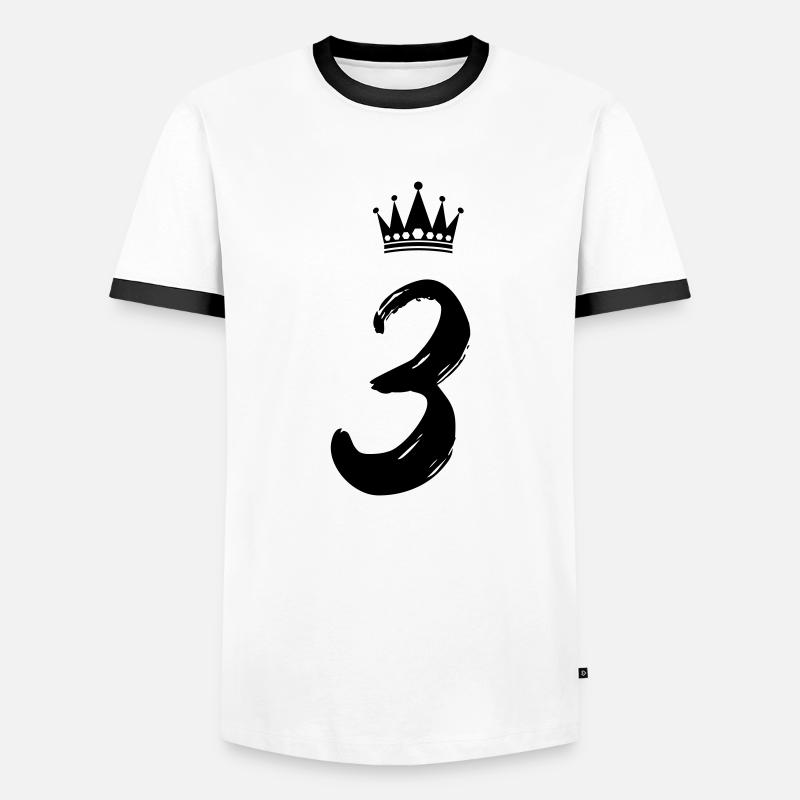 3 Krone - Männer Kontrast-T-Shirt - Weiß/Schwarz