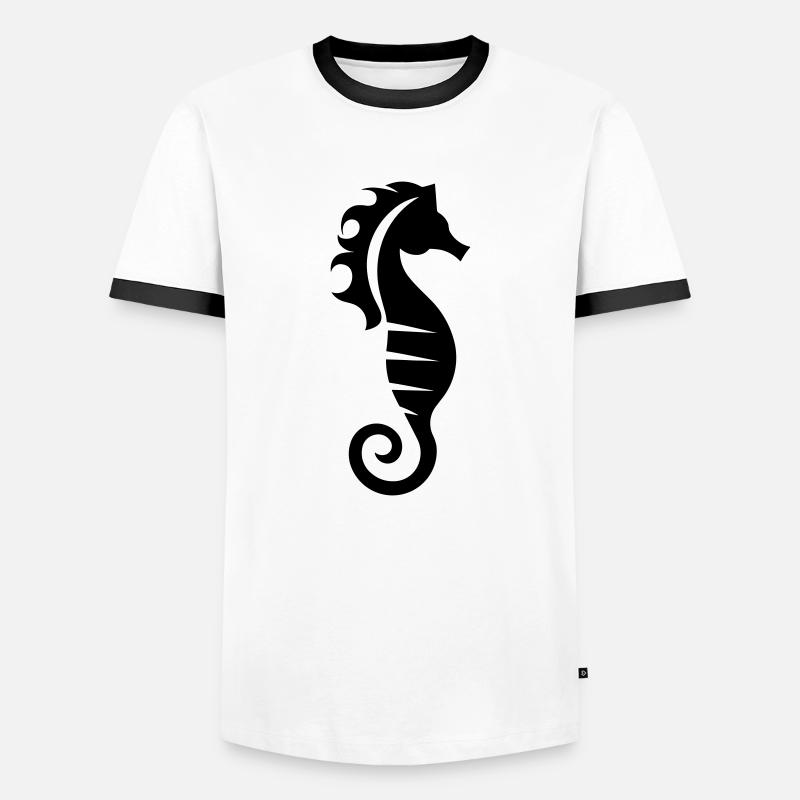 Seepferdchen - Männer Kontrast-T-Shirt - Weiß/Schwarz