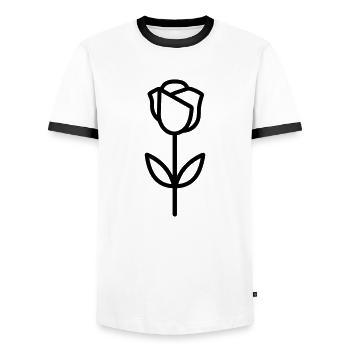 Fleur rose - T-shirt contrasté Homme - blanc/noir - Devant - AI Model Female 172 light (172cm) & AI Model Male 178 dark (178cm)