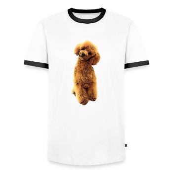 Süßer Pudel Welpe - Männer Kontrast-T-Shirt - Weiß/Schwarz - Vorne - AI Model Female 172 light (172cm) & AI Model Male 178 dark (178cm)