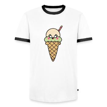 Crème glacée cornet de crème glacée douce Mignon Idée cadeau de crème glacée - T-shirt contrasté Homme - blanc/noir - Devant - AI Model Female 172 light (172cm) & AI Model Male 178 dark (178cm)