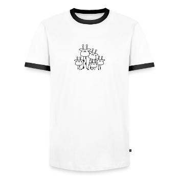 Cute giraffe family 3 children mom dad giraffe - Men's Ringer Shirt - white/black - Front - AI Model Female 172 light (172cm) & AI Model Male 178 dark (178cm)