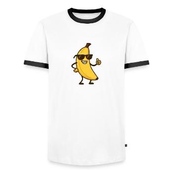 Banana Comic - Men's Ringer Shirt - white/black - Front - AI Model Female 172 light (172cm) & AI Model Male 178 dark (178cm)