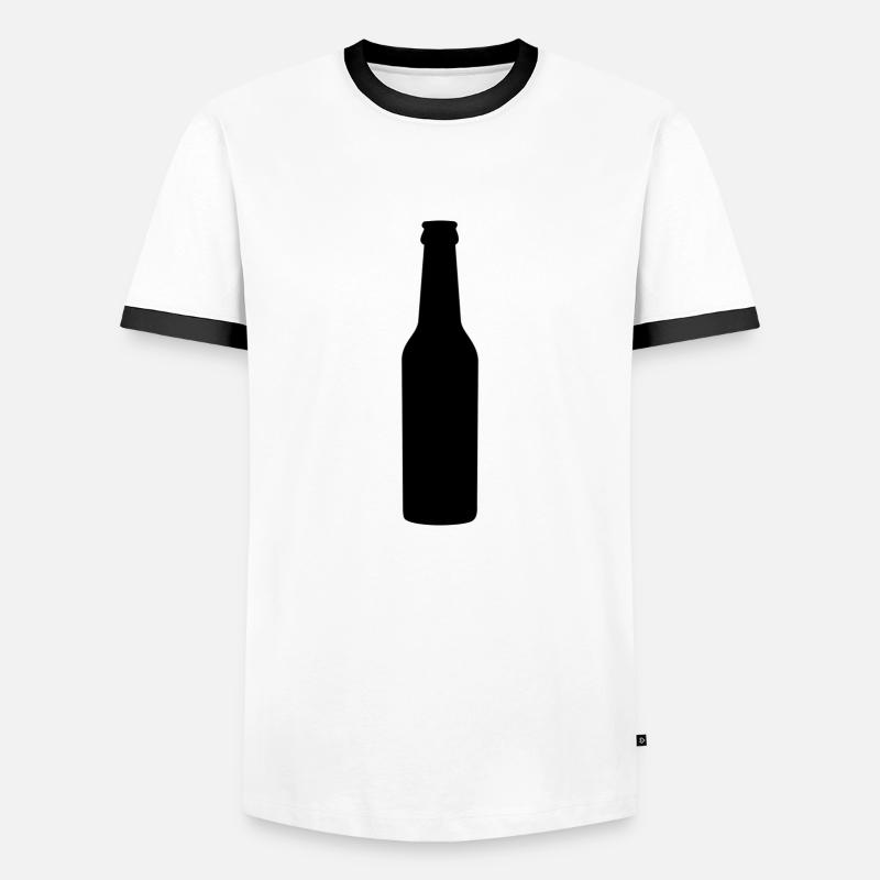 0,33 Bierflasche - Männer Kontrast-T-Shirt - Weiß/Schwarz