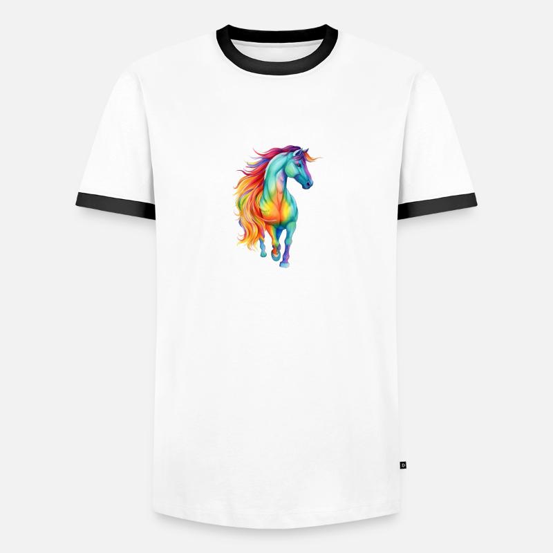 Pride Pferd - Männer Kontrast-T-Shirt - Weiß/Schwarz