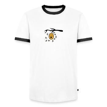 Beehive Branch - Men's Ringer Shirt - white/black - Front - AI Model Female 172 light (172cm) & AI Model Male 178 dark (178cm)