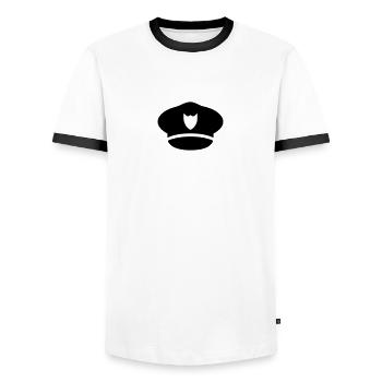 Polizei - Männer Kontrast-T-Shirt - Weiß/Schwarz - Vorne - AI Model Female 172 light (172cm) & AI Model Male 178 dark (178cm)