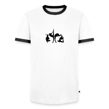 4 women in yoga exercise - Men's Ringer Shirt - white/black - Front - AI Model Female 172 light (172cm) & AI Model Male 178 dark (178cm)