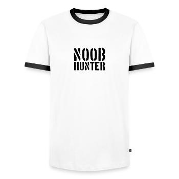 Shooter Noob Hunter Logo - Männer Kontrast-T-Shirt - Weiß/Schwarz - Vorne - AI Model Female 172 light (172cm) & AI Model Male 178 dark (178cm)