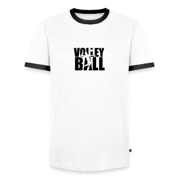 text man boy jump serve silhouette shadow outline - Men's Ringer Shirt - white/black - Front - AI Model Female 172 light (172cm) & AI Model Male 178 dark (178cm)