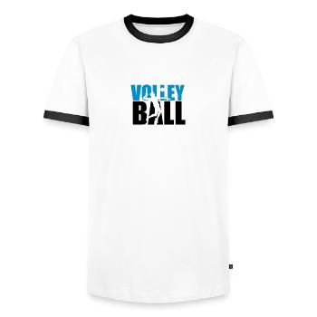 text man boy jump serve silhouette shadow outline - Men's Ringer Shirt - white/black - Front - AI Model Female 172 light (172cm) & AI Model Male 178 dark (178cm)