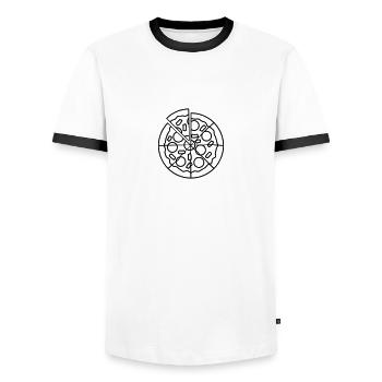 prendre quelques morceaux manquants morceaux pizza - T-shirt contrasté Homme - blanc/noir - Devant - AI Model Female 172 light (172cm) & AI Model Male 178 dark (178cm)