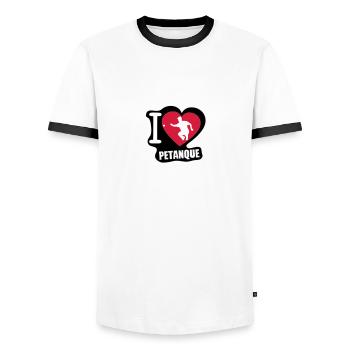 i love love Petanque boule2 - Männer Kontrast-T-Shirt - Weiß/Schwarz - Vorne - AI Model Female 172 light (172cm) & AI Model Male 178 dark (178cm)