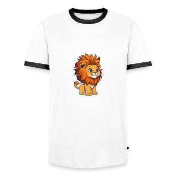 Lion totalement mignon - T-shirt contrasté Homme - blanc/noir - Devant - AI Model Female 172 light (172cm) & AI Model Male 178 dark (178cm)