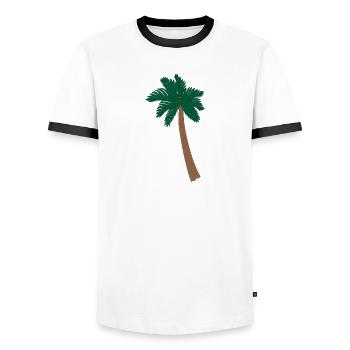 Illustration Palm - T-shirt contrasté Homme - blanc/noir - Devant - AI Model Female 172 light (172cm) & AI Model Male 178 dark (178cm)