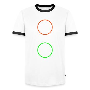 pdjuk-3 - Men's Ringer Shirt - white/black - Front - AI Model Female 172 light (172cm) & AI Model Male 178 dark (178cm)