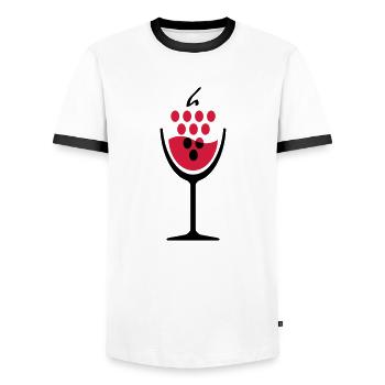 01 Glas Wein Weintrauben 2c - Männer Kontrast-T-Shirt - Weiß/Schwarz - Vorne - AI Model Female 172 light (172cm) & AI Model Male 178 dark (178cm)