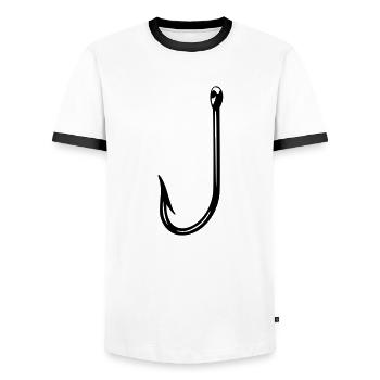 Haken - Männer Kontrast-T-Shirt - Weiß/Schwarz - Vorne - AI Model Female 172 light (172cm) & AI Model Male 178 dark (178cm)