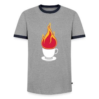 cup of tea coffee cake drink thirst cafe delicious - Men's Ringer Shirt - grey/navy  - Front - AI Model Female 172 light (172cm) & AI Model Male 178 light (178cm)