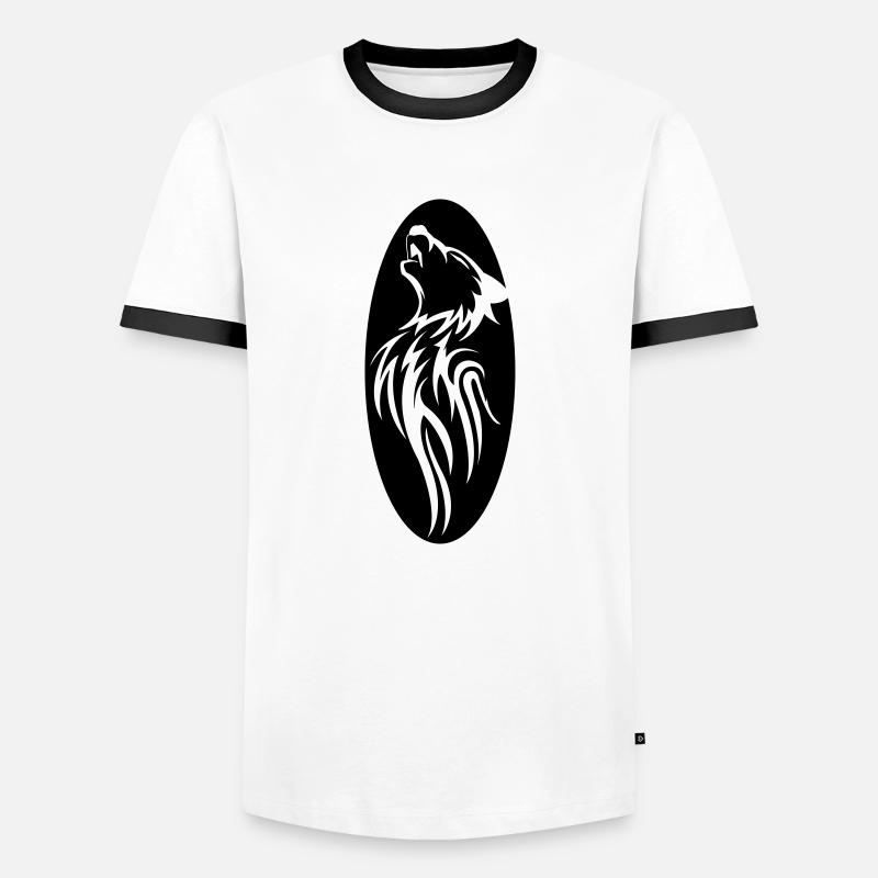 wolf - Men's Ringer Shirt - white/black