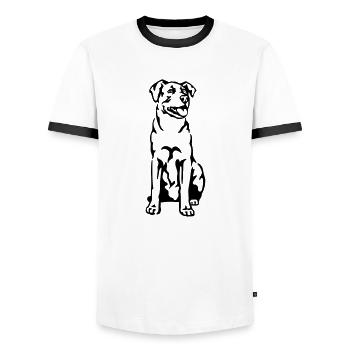 Bardino Majorero Canario - T-shirt contrasté Homme - blanc/noir - Devant - AI Model Female 172 light (172cm) & AI Model Male 178 dark (178cm)