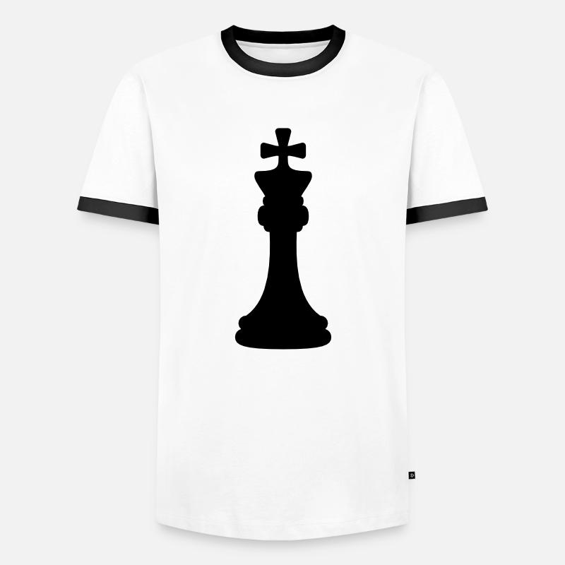 Schwarzer Schach König - Männer Kontrast-T-Shirt - Weiß/Schwarz