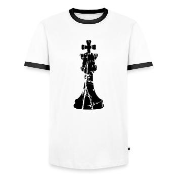 Scratch cracks chess - Men's Ringer Shirt - white/black - Front - AI Model Female 172 light (172cm) & AI Model Male 178 dark (178cm)