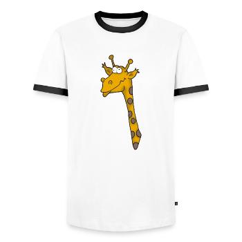 Giraffe 3 - Men's Ringer Shirt - white/black - Front - AI Model Female 172 light (172cm) & AI Model Male 178 dark (178cm)