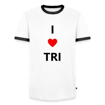 Triathlon Swim Bike Run Marathon - Männer Kontrast-T-Shirt - Weiß/Schwarz - Vorne - AI Model Female 172 light (172cm) & AI Model Male 178 dark (178cm)
