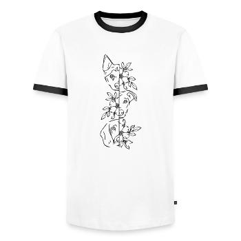 3 fleurs de chiens - T-shirt contrasté Homme - blanc/noir - Devant - AI Model Female 172 light (172cm) & AI Model Male 178 dark (178cm)