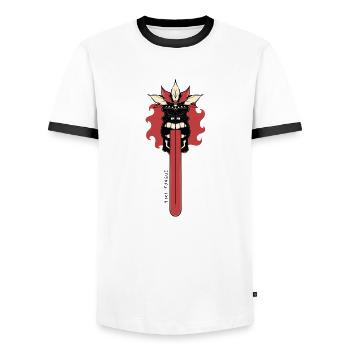 Tiki langue - T-shirt contrasté Homme - blanc/noir - Devant - AI Model Female 172 light (172cm) & AI Model Male 178 dark (178cm)