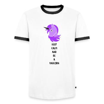 unicorn keep calm - Männer Kontrast-T-Shirt - Weiß/Schwarz - Vorne - AI Model Female 172 light (172cm) & AI Model Male 178 dark (178cm)