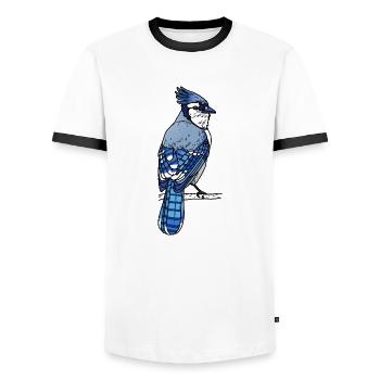 Geai bleu - T-shirt contrasté Homme - blanc/noir - Devant - AI Model Female 172 light (172cm) & AI Model Male 178 dark (178cm)