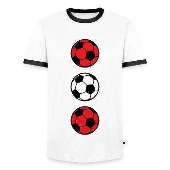 Fussball Österreich Ballsport - Männer Kontrast-T-Shirt - Weiß/Schwarz - Vorne - AI Model Female 172 light (172cm) & AI Model Male 178 dark (178cm)