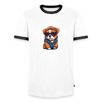 Amoureux des chiens - T-shirt contrasté Homme - blanc/noir - Devant - AI Model Female 172 light (172cm) & AI Model Male 178 dark (178cm)