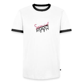 Special Edition Graffiti - Männer Kontrast-T-Shirt - Weiß/Schwarz - Vorne - AI Model Female 172 light (172cm) & AI Model Male 178 dark (178cm)