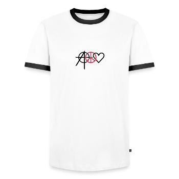 anarchy peace love (2c) - Männer Kontrast-T-Shirt - Weiß/Schwarz - Vorne - AI Model Female 172 light (172cm) & AI Model Male 178 dark (178cm)