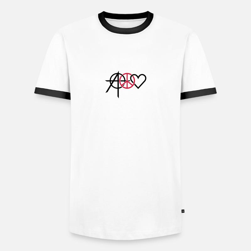 anarchy peace love (2c) - Men's Ringer Shirt - white/black